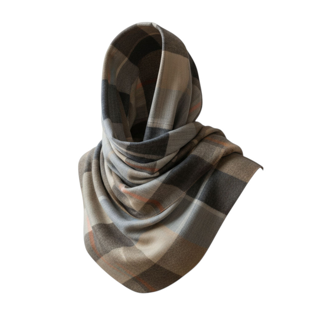 Brown Herringbone Wool Scarf